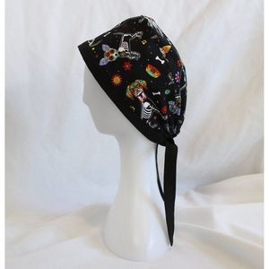 Dogs Sugar Skull Día de Muertos Surgical Scrub Cap Dentist Vet Chemo Hat
